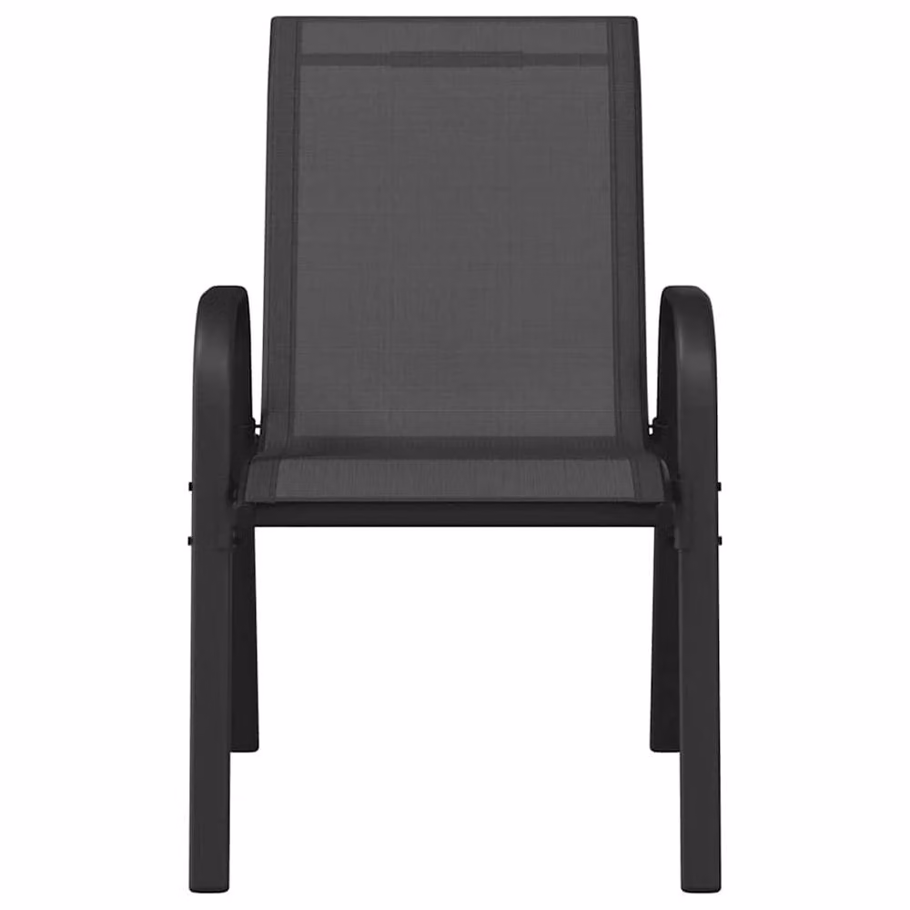 Berkfield Home Set of 6 Stackable Garden Chairs in Black Textilene Fabric and Steel, H 89 x W 55 x D 65 cm – 4