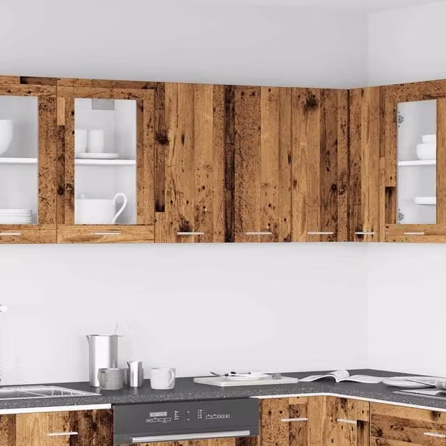Berkfield Home Old Wood Kitchen Wall Cabinet in Brown, W/D/H: 60 x 31 x 60 cm