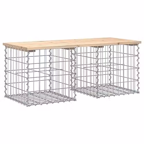 vidaXL Gabion Design Garden Bench in Natural Pine Wood, W/D/H: 103 x 44 x 42 cm