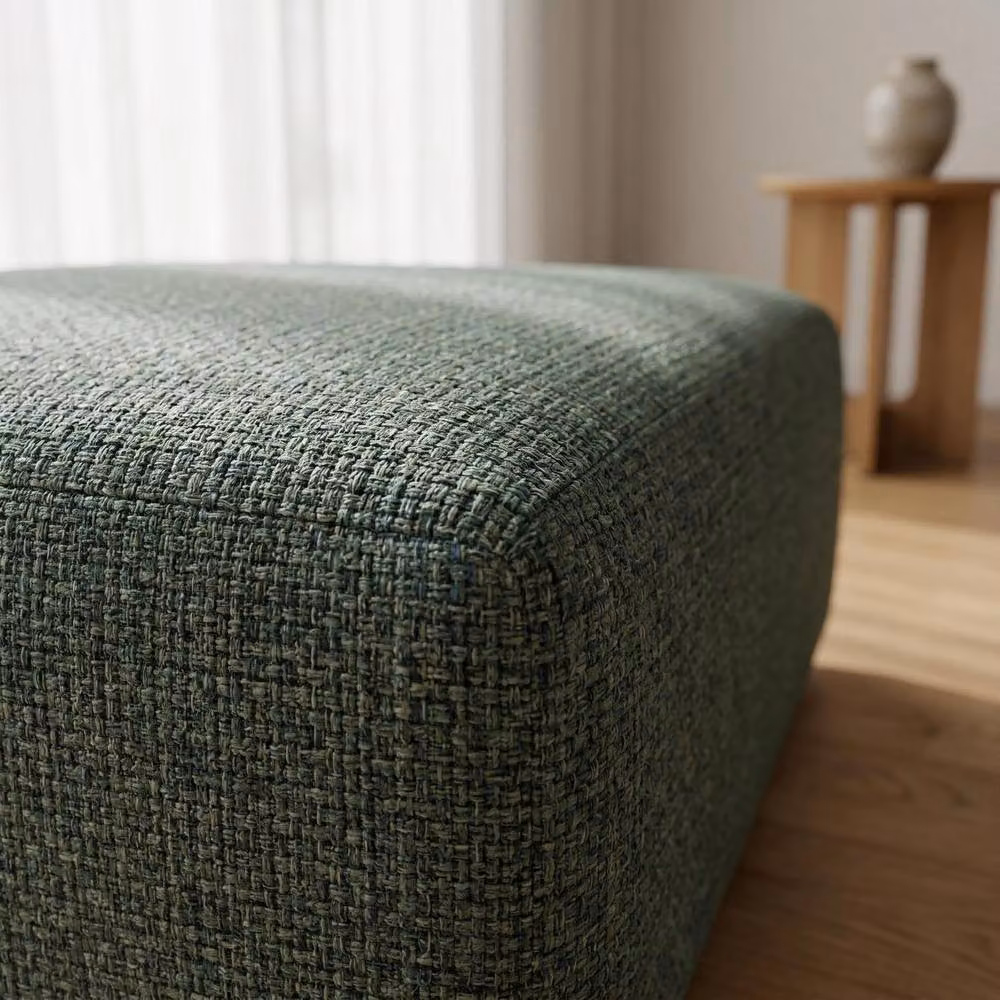 Abakus Direct Tokyo Footstool in Green and Grey Brushed Tweed Fabric – 2