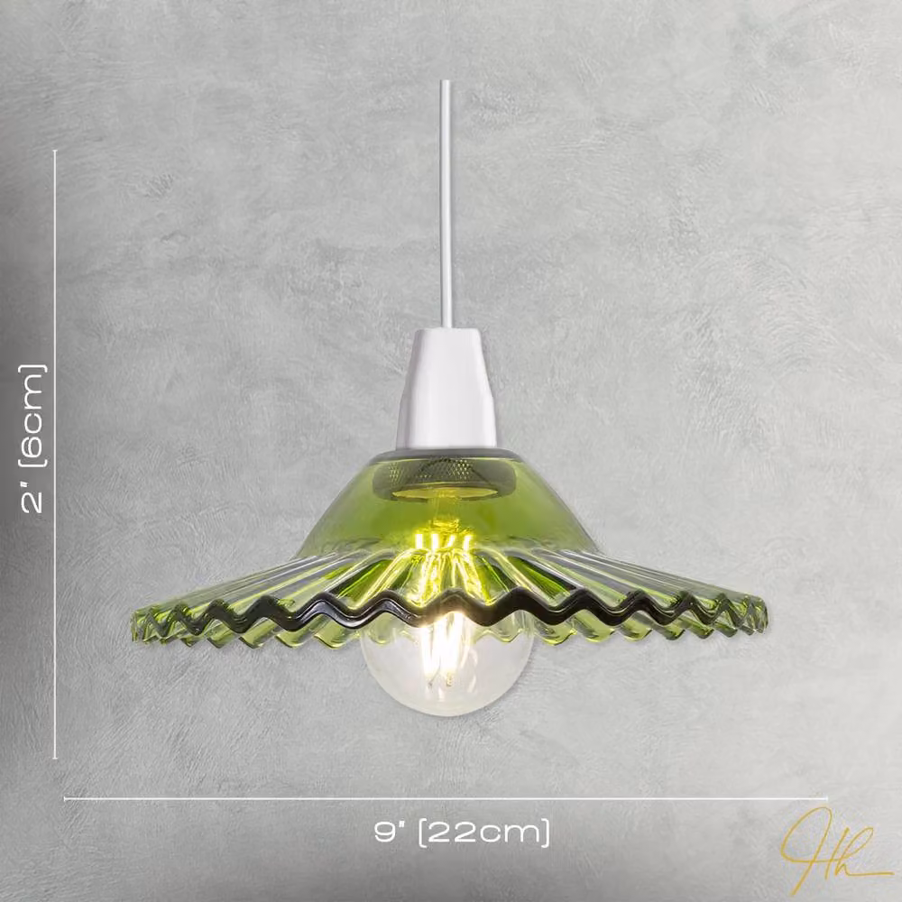 Happy Homewares Modern Green Glass Cylinder Pendant Light Shade with Reducer Ring, W/D/H: 22 x 22 x 6 cm – 4