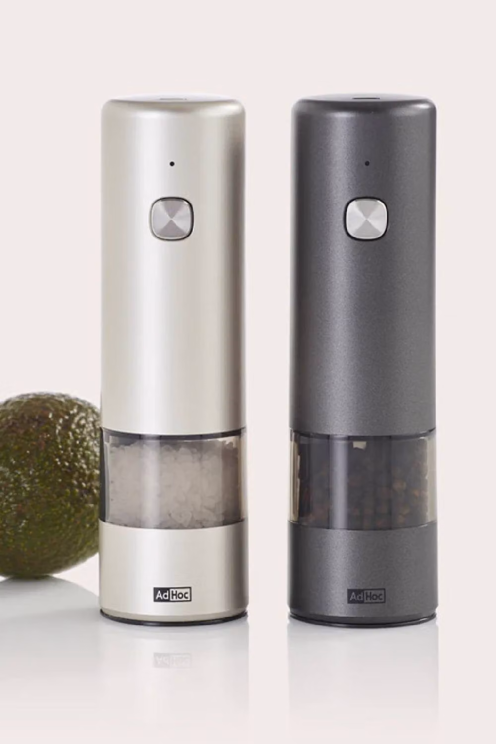 AdHoc Electric Pepper and Salt Mill Set in Grey and Transparent Stainless Steel – 2