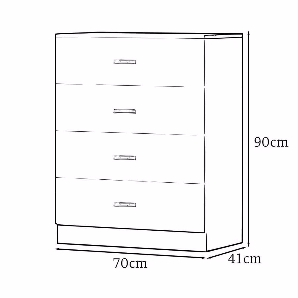 ERGOVEXA 4 Drawer Chest of Drawers and Matt Black Sideboard with Metal Curved Details – 2