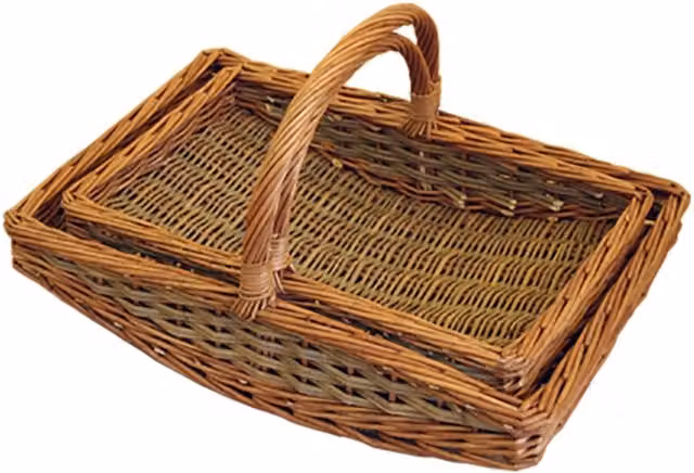 Red Hamper Set of 2 Boat Garden Trugs in Brown and Red