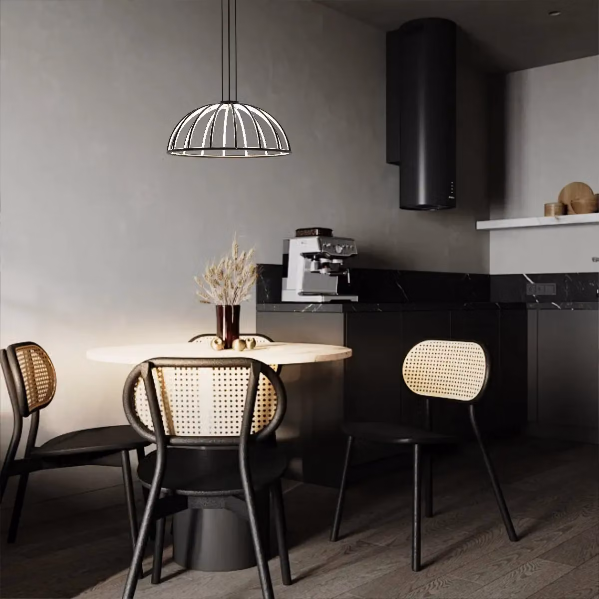 CGC Lighting Paraplu 2 Black LED Hemisphere Dome Ceiling Pendant, Diameter: 60 cm – 4