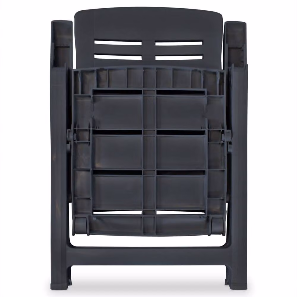 Berkfield Home Set of 6 Reclining Plastic Garden Chairs in Anthracite and Black – 5