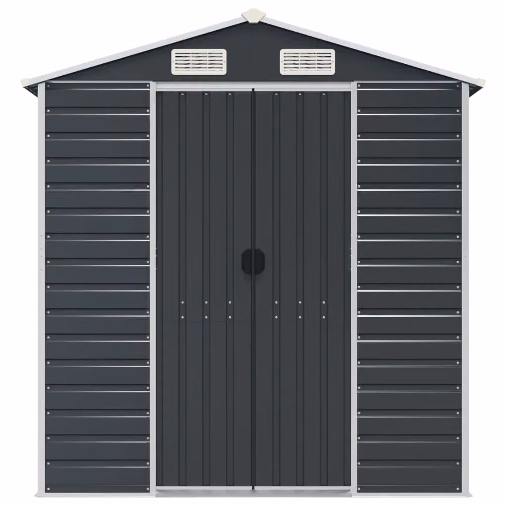 Berkfield Home Pent Garden Shed in Anthracite Black Galvanised Steel W/D/H: 980 x 191 x 198 cm – 3