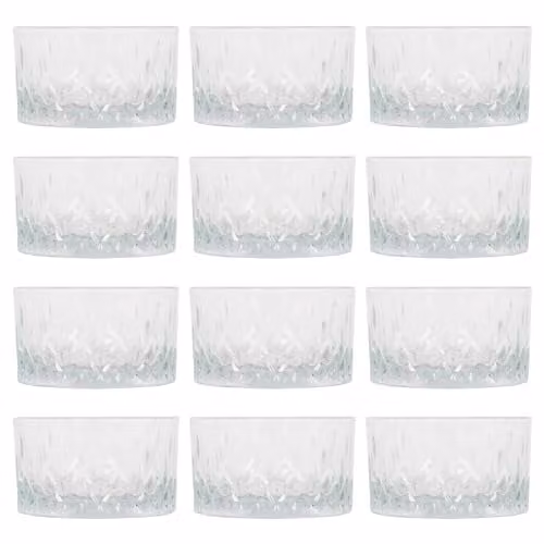 LAV Odin Geometric Glass Dip Bowls, Clear, Pack of 12, Diameter: 9.5 cm – 1