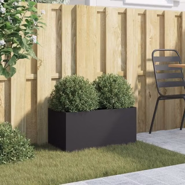 Berkfield Home Steel Planter Tub, Black, W: 62 cm, D: 30 cm, H: 29 cm
