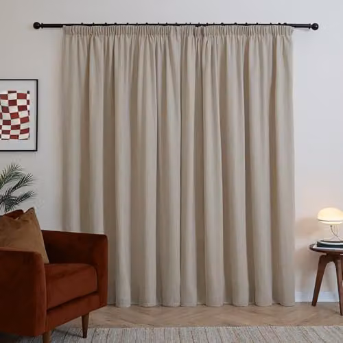 Riva Home Soft Chenille Blackout Pencil Pleat Curtains, Beige, W: 168 cm, H: 229 cm – 2