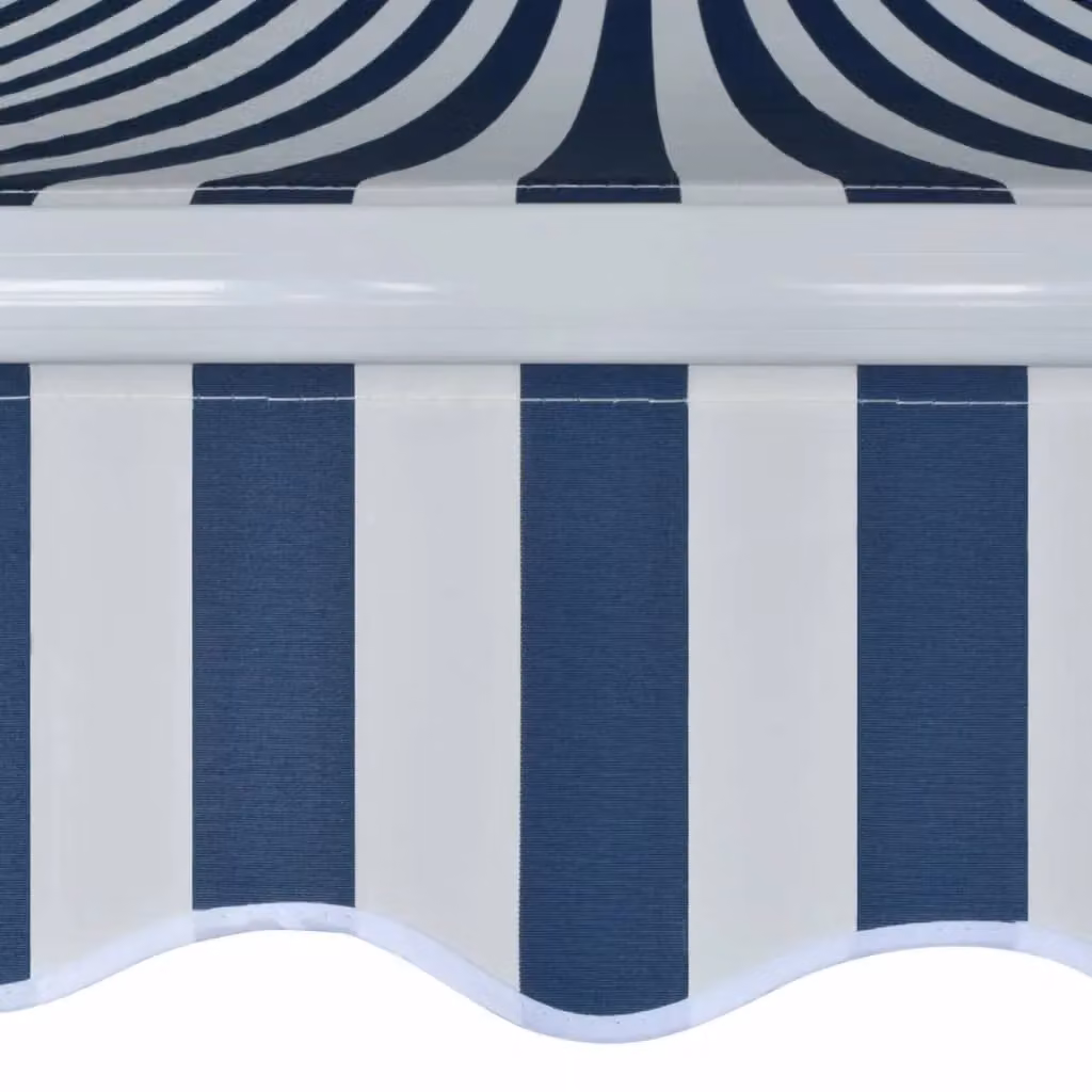 Berkfield Home Manual Operated Folding Awning with Crank, Blue and White Striped Polyester Fabric, Width: 500 cm – 2
