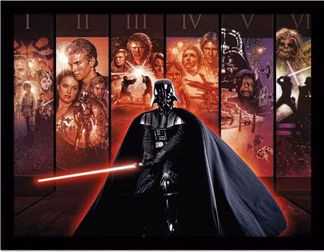 Star Wars Darth Vader Montage Printed Framed Poster, Multicolour