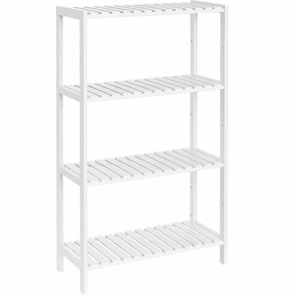 The Bazaarist 4 Tier Bamboo Freestanding Storage Shelf Organizer in White – 2