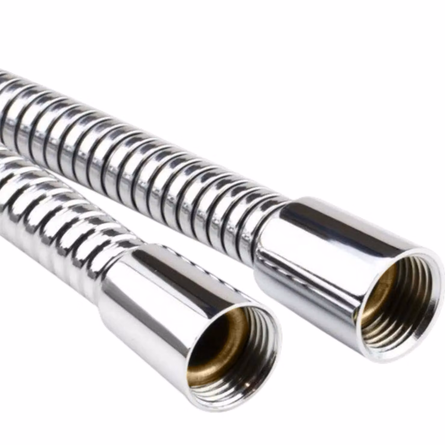 Showerdrape Double Spiral Stainless Steel Chrome Shower Hose in Silver, 2m x 8mm, Anti-Kink and Anti-Twist – 2
