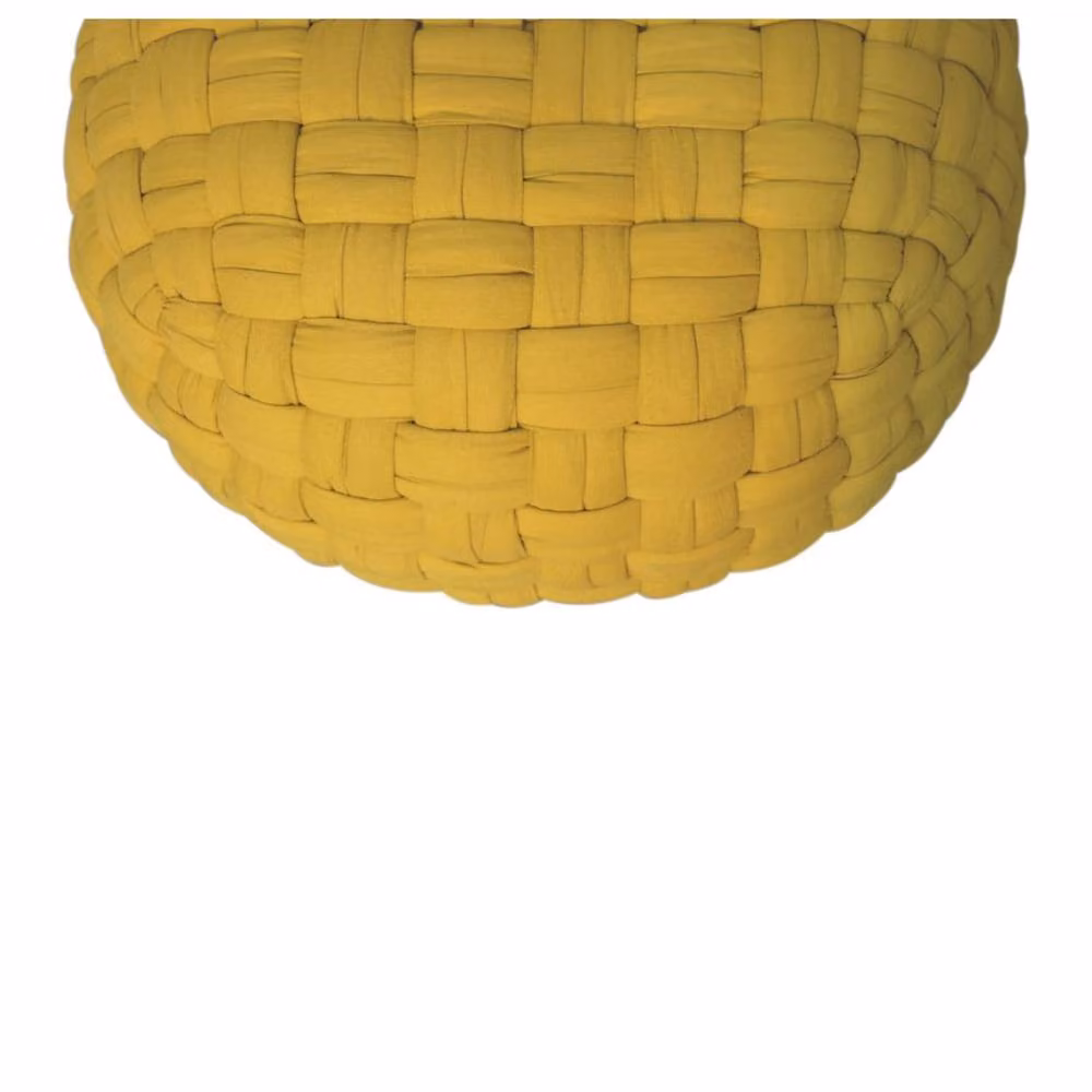 Wyld Haus Lucca Mustard Yellow Cotton Weave Cylindrical Pouffe, W/D/H: 36 x 36 x 48 cm – 3