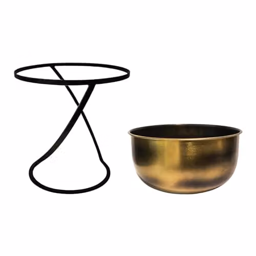 Ivyline Kensington Round Metal Planter on Stand, Gold, H30 x W28 x D28 cm – 4