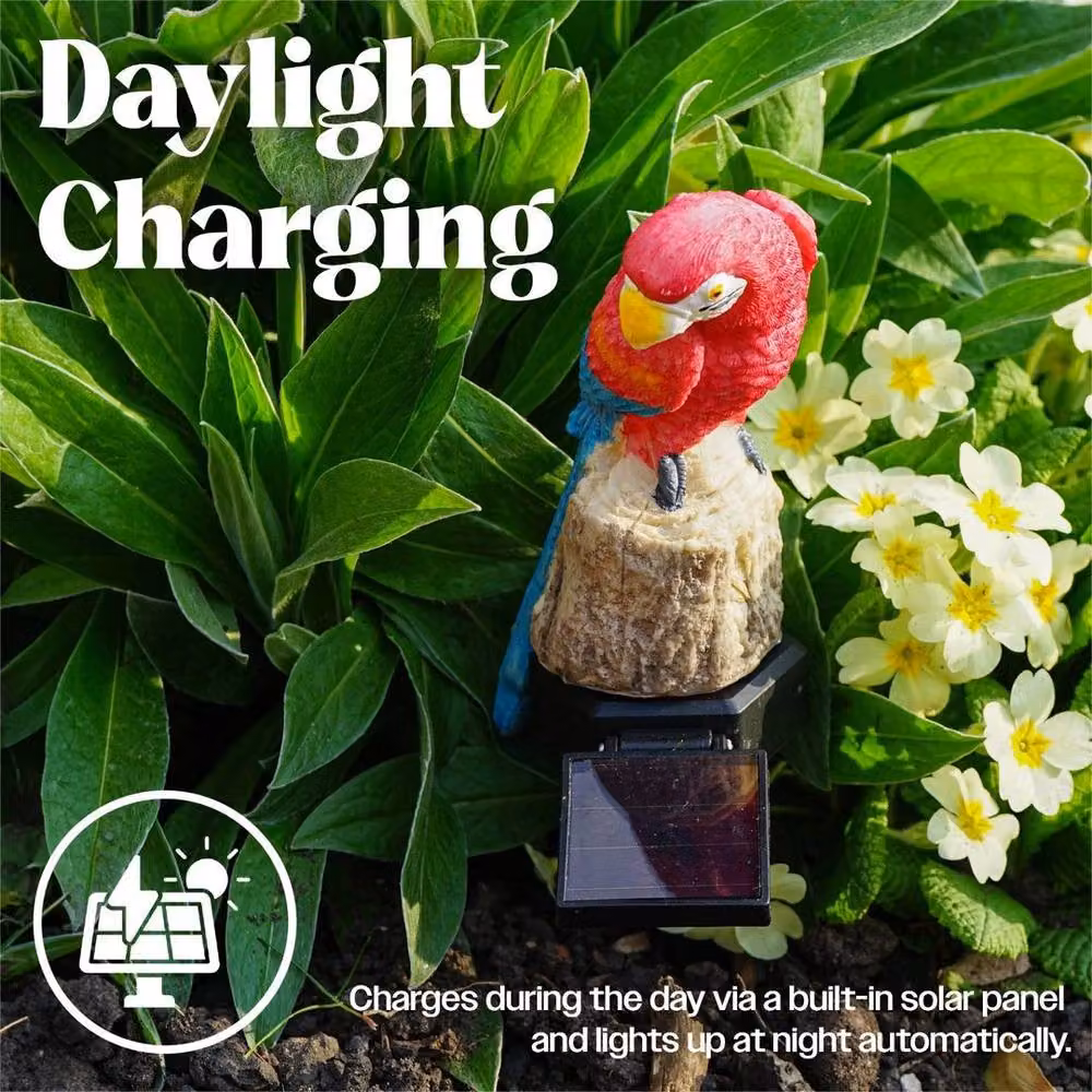 NESTLUNE LED Solar Powered Multi Coloured Parrot Stake Light, H 100 cm x W 15 cm – 3