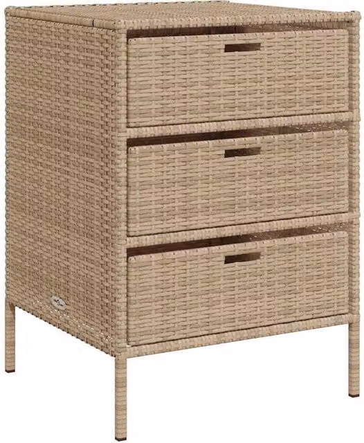 Berkfield Home Garden Storage Cabinet in Beige Poly Rattan and Steel, W/D/H: 55 x 59 x 80 cm – 1