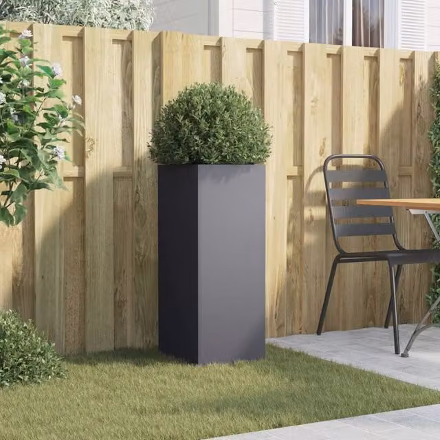 Berkfield Home Anthracite Steel Column Planter, W/D/H: 32 x 29 x 75 cm – 1