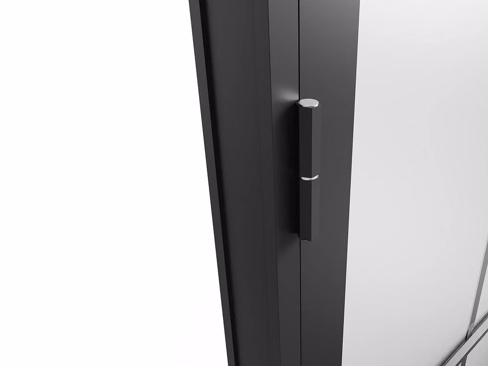Vente-unique Reversible Modern Aluminum and Frosted Glass Swing Door in Black, H: 204 cm, W: 73 cm – 4