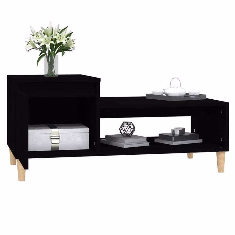 Berkfield Home Black Rectangular Coffee Table in Engineered Wood W/D/H: 100 x 50 x 45 cm – 3