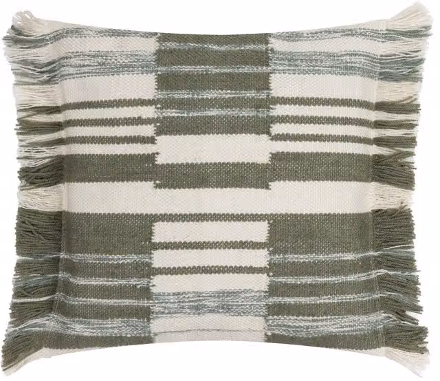 Make it a Home Torode Woven Square Cushion in Green with Feather and Polyester Filling