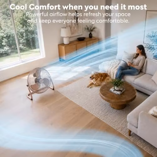Air Pro Copper Metal Floor Fan with 3 Speed Settings and Adjustable Tilt – 3