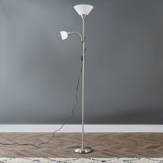 Mozz Mother and Child Adjustable Floor Lamp in Brushed Chrome