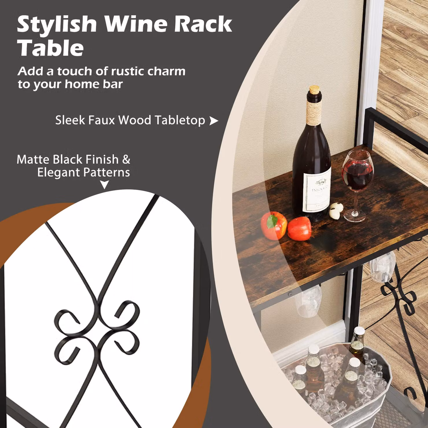 Gymax 21 Bottle Freestanding Floor Wine Rack in Brown – 7