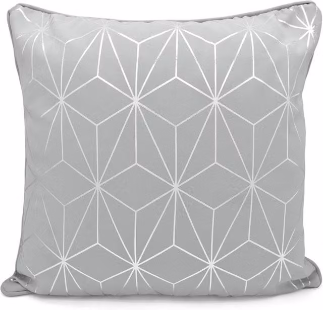 Velosso Moreno Square Cushion with Modern Geometric Silver Foil Print