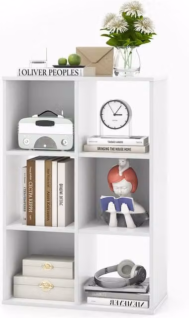 COSTWAY 6 Cube Freestanding Bookcase Storage Shelf in White