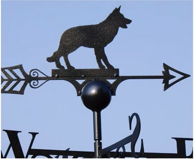 Poppyforge Alsatian Animal Weathervane in Black Steel, W61 x H88 cm