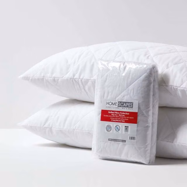 Homescapes Waterproof Quilted King Size Pillow Protector Pair in White
