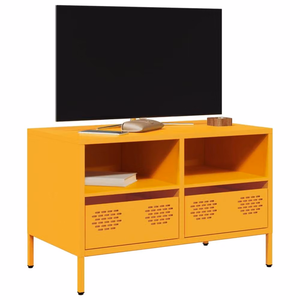 Berkfield Home Industrial TV Cabinet in Mustard Yellow, W/D/H: 68 x 39 x 43.5 cm – 2