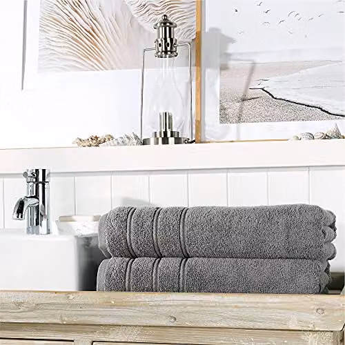 Christy Antalya Luxury Turkish Cotton Bath Sheet Set of 2 Grey W/H: 90 x 150 cm – 2