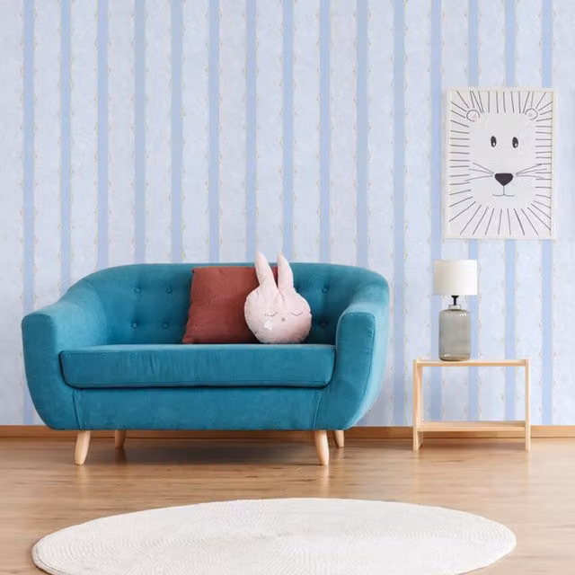 SK Filson Blue Striped Abstract Scandinavian Washable Wallpaper Roll