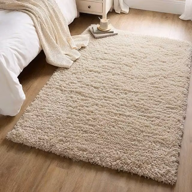 Kukoon Beige Cream Shaggy Rug, Soft Fluffy Modern Rectangular Area Mat, W: 240 cm, D: 330 cm