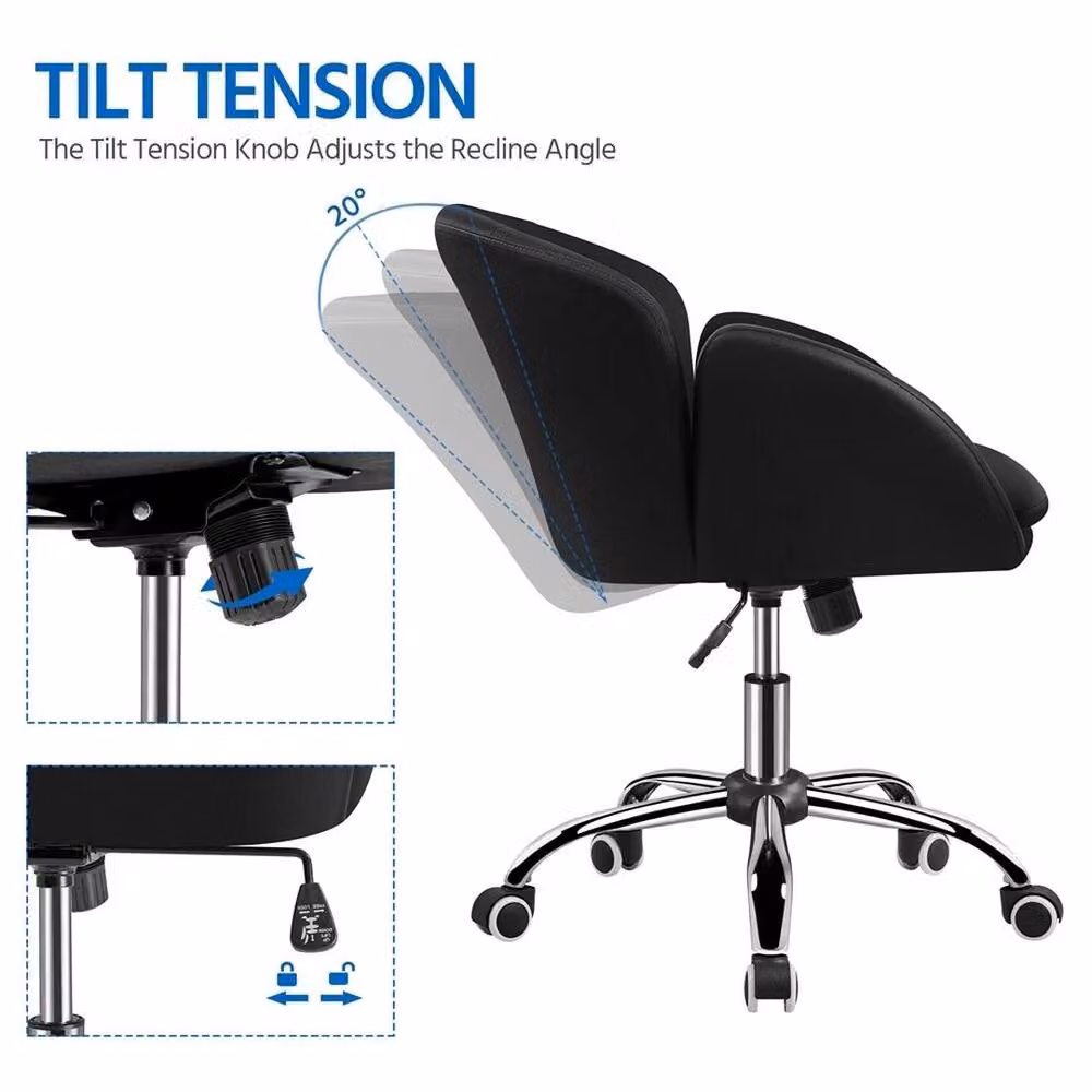 Kelvenix Modern Black Synthetic Leather Swivel Task Chair for Home Office and Adults – 4
