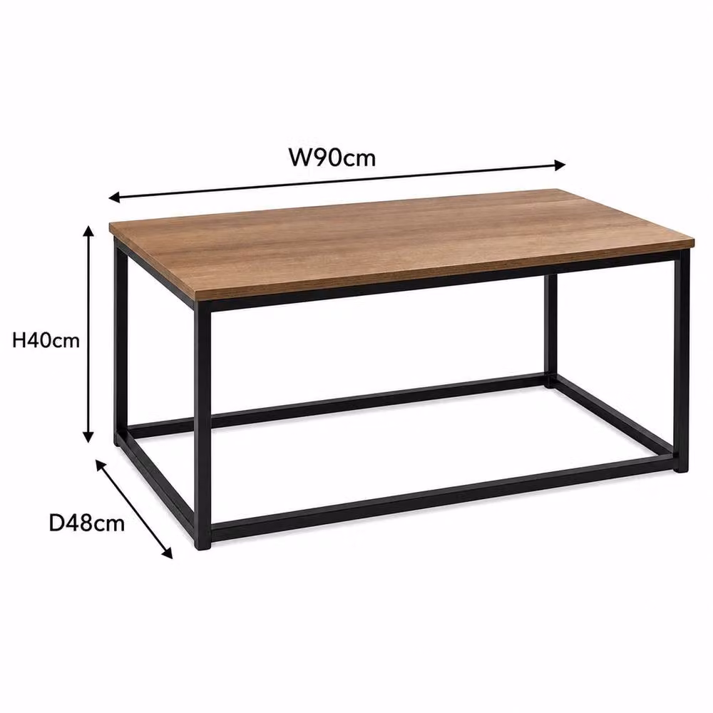 FORGEVIO Modern Wood Effect Coffee and Sofa Side Table Set in Brown and Black – 2