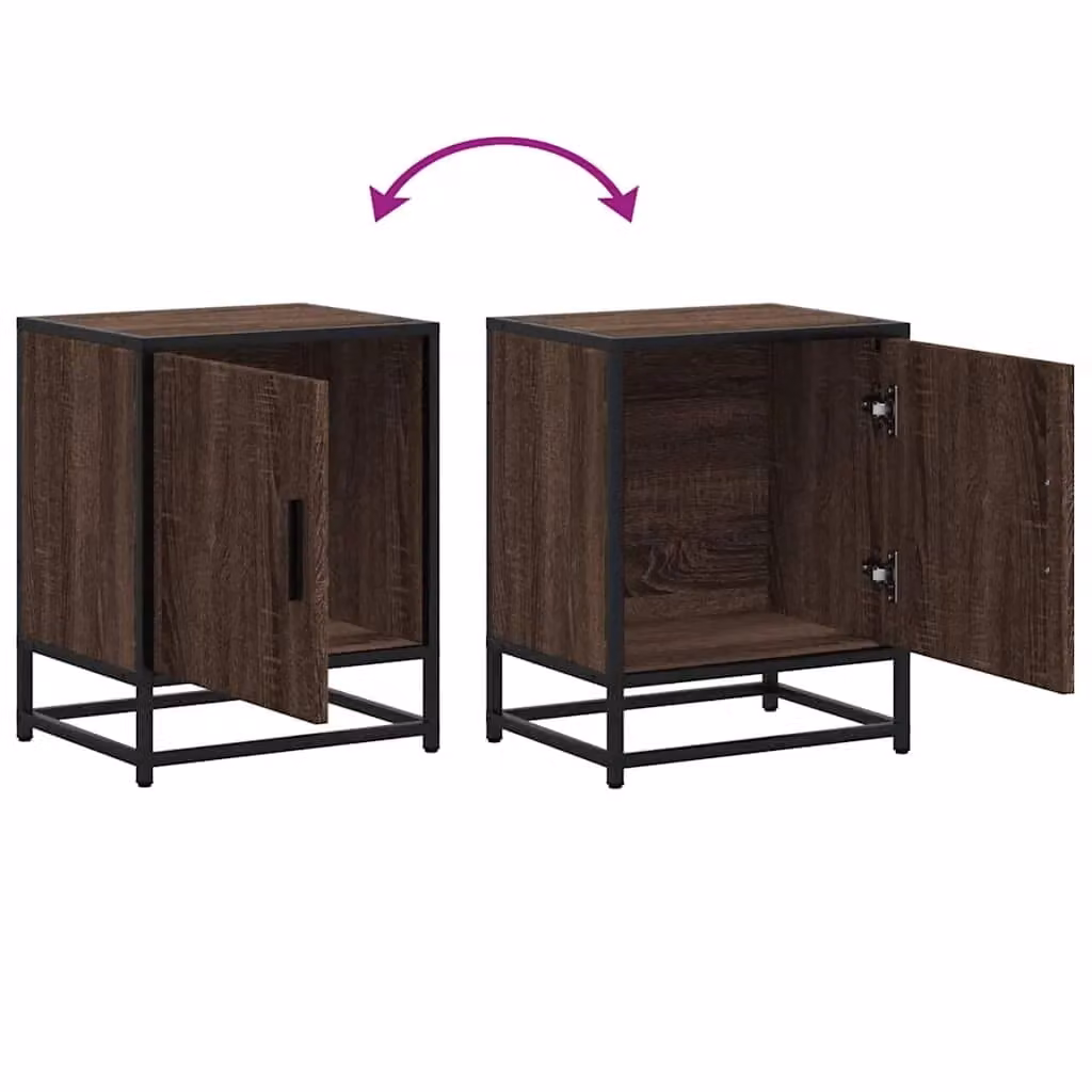 Berkfield Home Bedside Cabinet in Brown Oak, W/D/H: 40 x 31 x 50 cm – 5