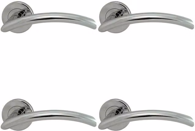 Loops 4 Pair Oval Arched Bar Handles with Concealed Fix Round Rose in Polished Chrome