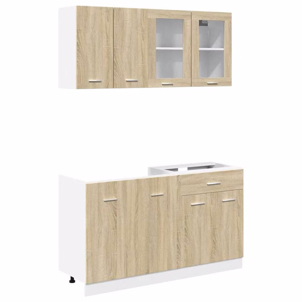 Berkfield Home Lyon 4 Piece Kitchen Cabinet Set in Sonoma Oak Brown – 2