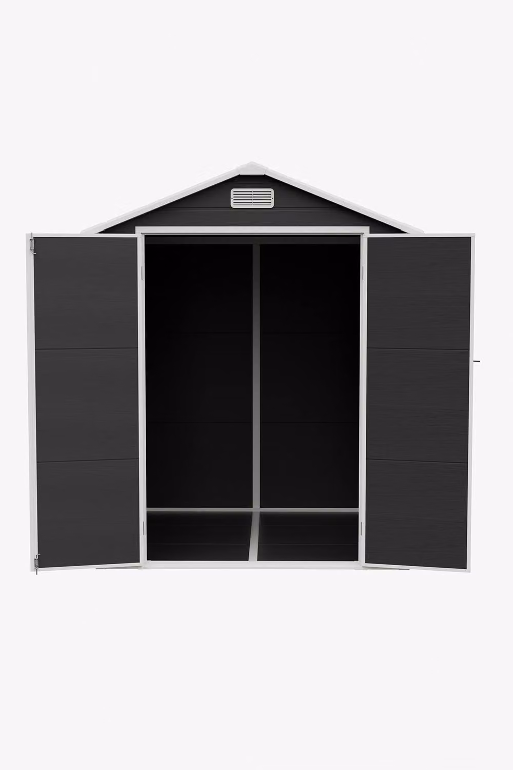 Living and Home Black Plastic Outdoor Garden Storage Shed with Gable Roof and Windows, H 219 cm x W 182.88 cm x D 182 cm – 3