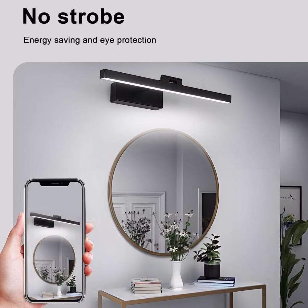 Goeco Black LED Bathroom Mirror Light, 9W, 6500K Cool White, IP40, W: 40 cm – 5
