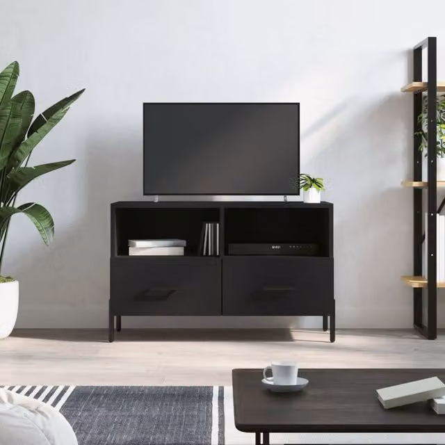 Berkfield Home Modern Black Matt TV Cabinet W/D/H: 80 x 36 x 50 cm – 1