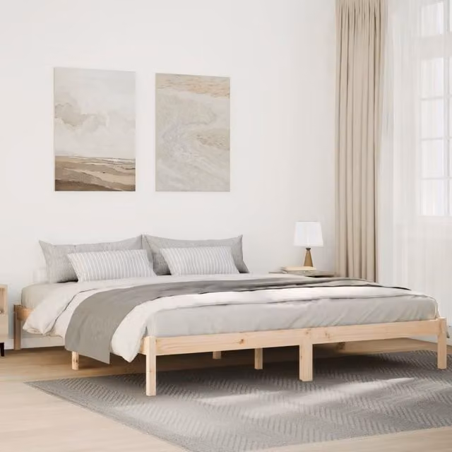 Berkfield Home Extra Long Bed Frame in Brown Solid Pine, W/D/H: 180 x 220 cm – 1