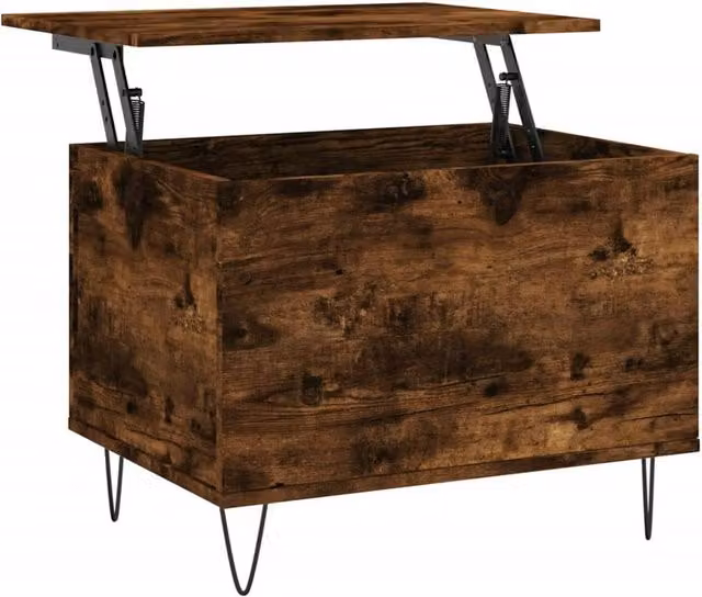Berkfield Home Modern Smoked Oak Coffee Table in Brown with Lift Mechanism, W/D/H: 60 x 44.5 x 45 cm