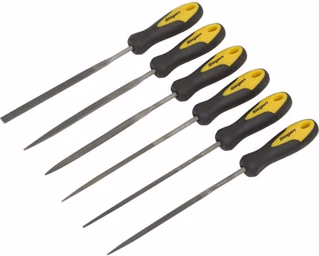 Loops 6 Piece 100mm Needle File Set with Comfort Grip Handles in Multicolour and Black – 1