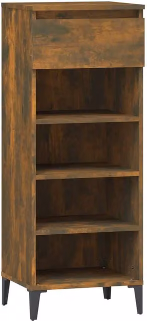 Berkfield Home Smoked Oak Shoe Rack in Brown, W: 40 cm, D: 36 cm, H: 105 cm