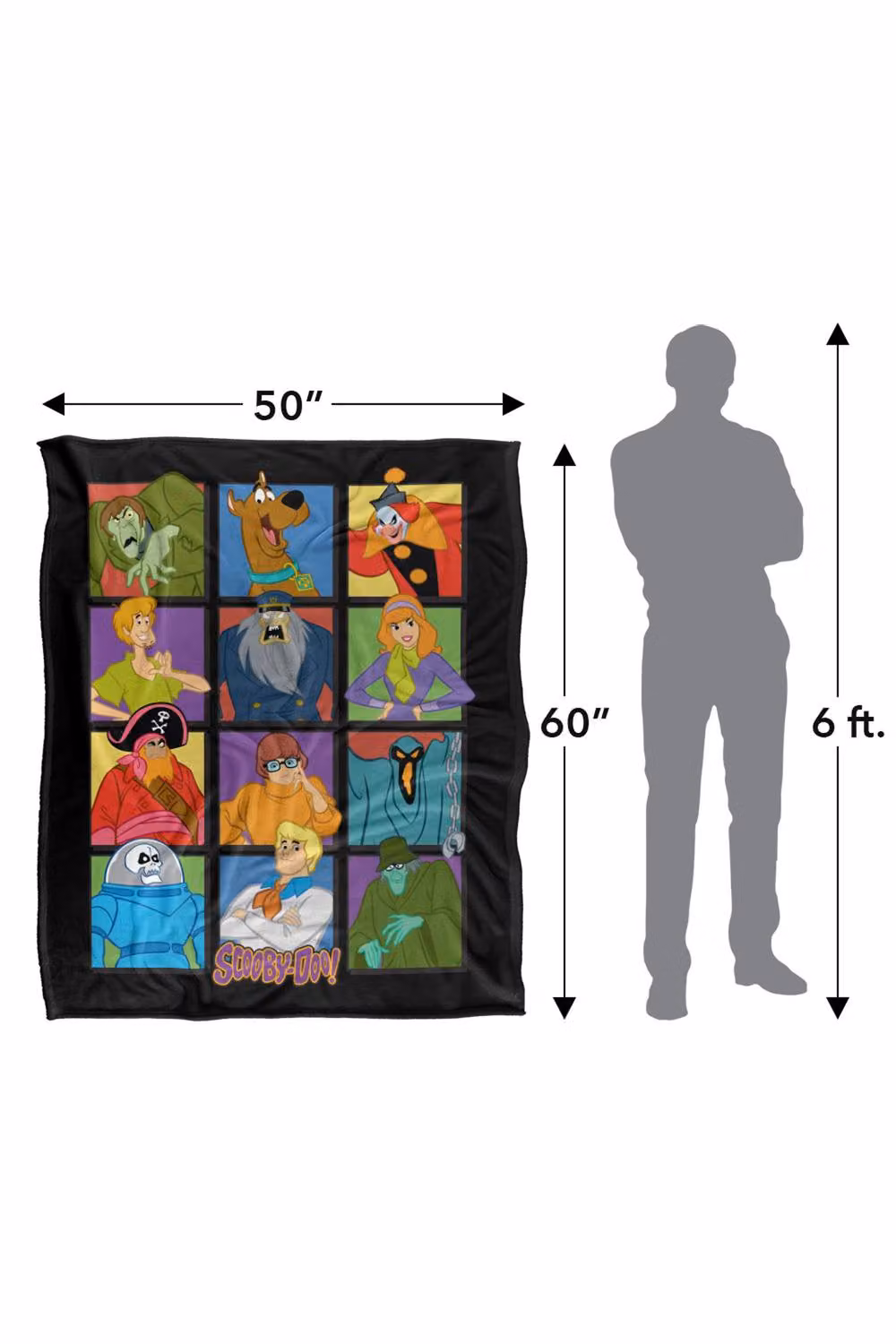 LOGOVISION Scooby Doo Character Squares Silky Touch Super Soft Fleece Throw Blanket, Multicolour – 8